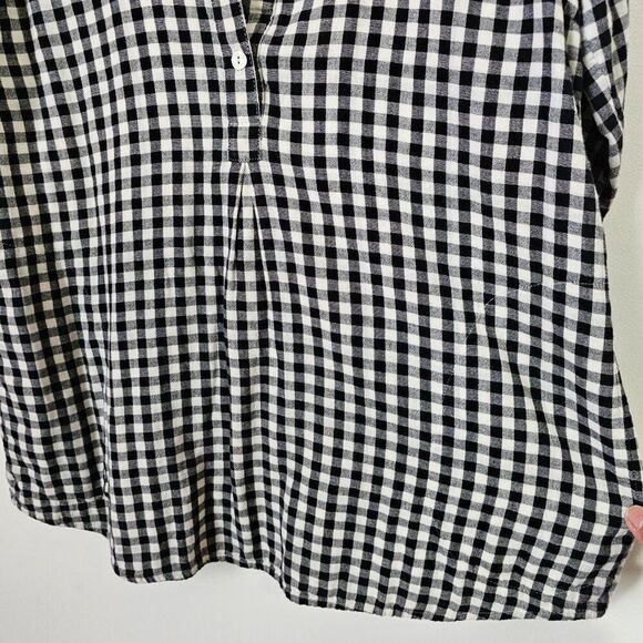 NWOT J JILL CHECKERED/ PLAID HALF BUTTONED SOFT COTTON LONGSLEEVES TOP SMALL - Picture 6 of 15